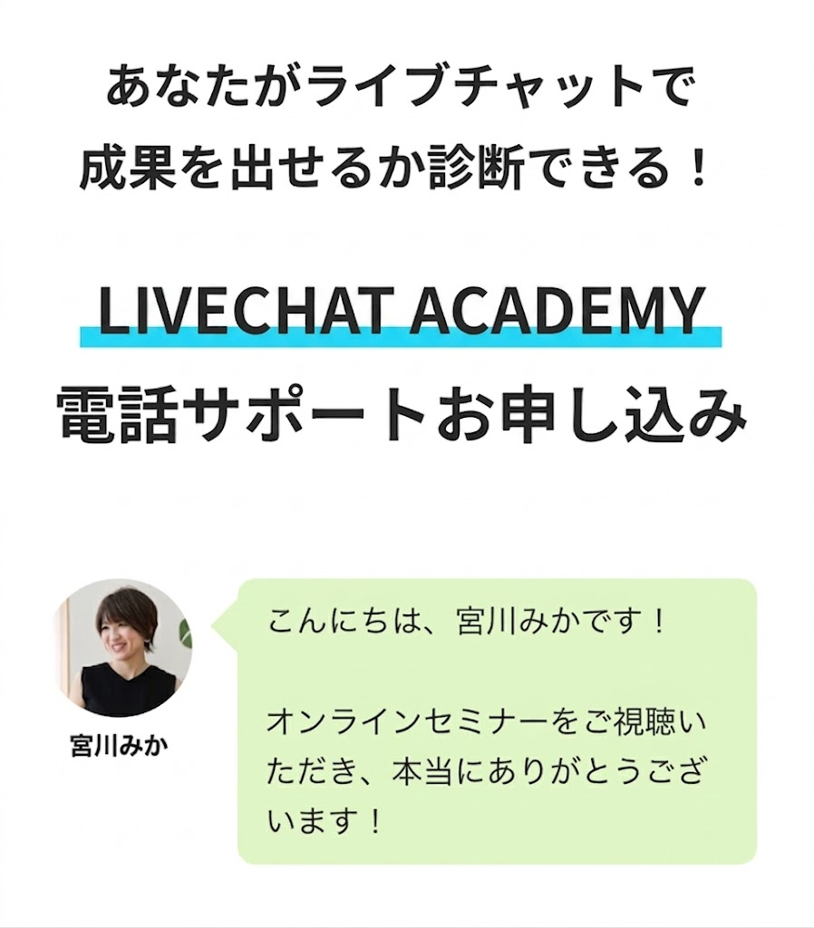 次世代ライバーの電話サポート案内画面でLIVECHAT ACADEMYと表示される画像